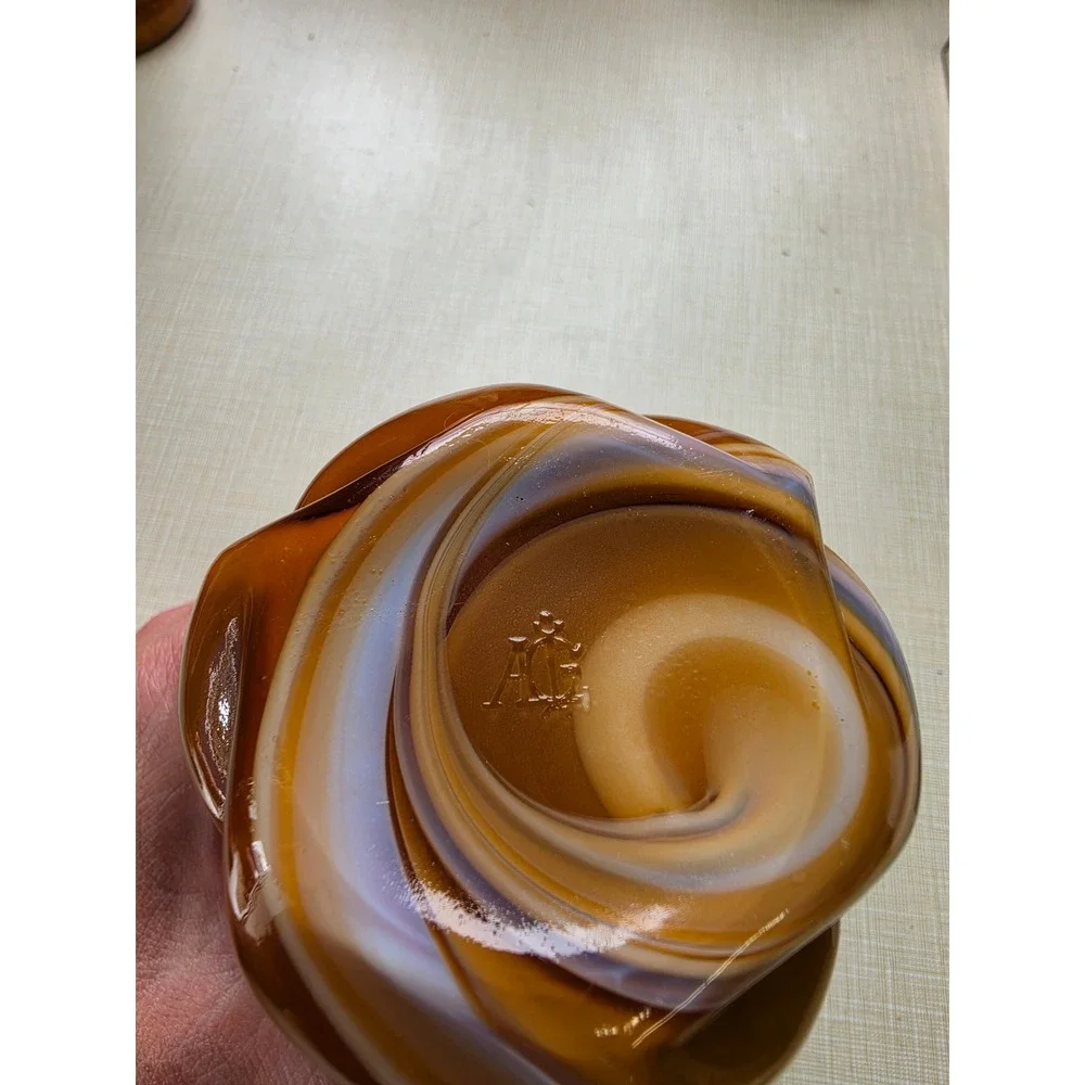 Vintage Imperial Glass Slag Glass Vase Caramel Slag IG Mark Ruffled Rim 5.5in